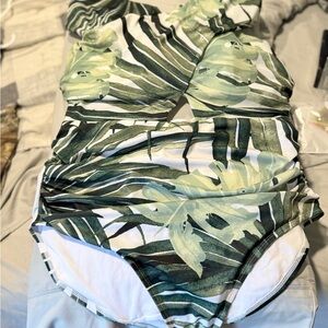 Cacique Green Leaf Print Swimsuit